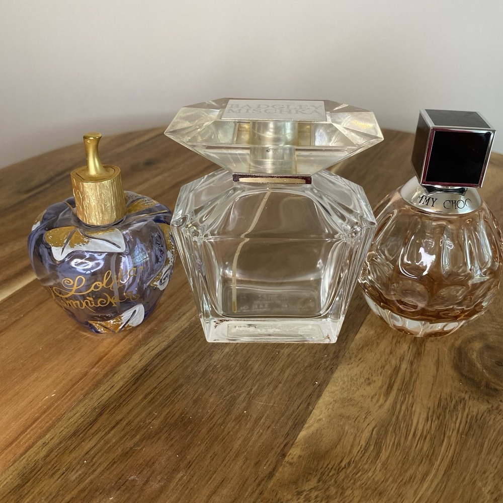 3 VTG  Perfume Bottles - Lolita Lempicka, Jimmy Chop & Badgley Mischka Empty 90s